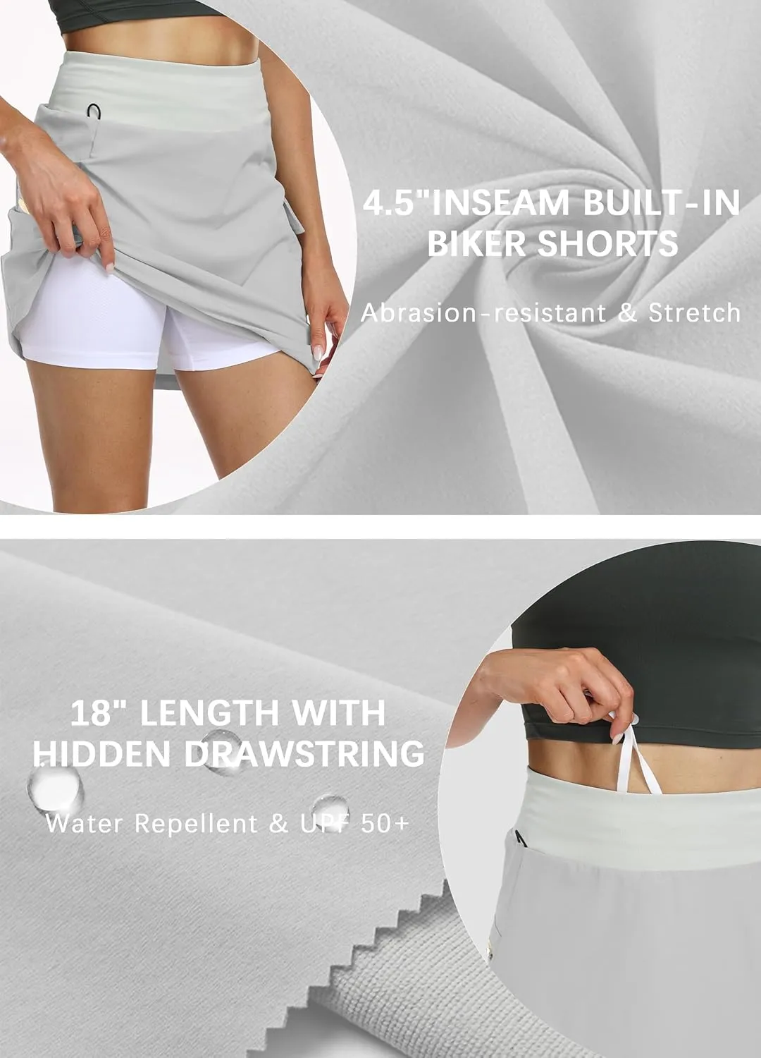 Hiverlay Women Cargo Athletic Skorts with Pockets High Waisted UPF50 Quick Dry Skirt Built-in Shorts for Tennis Golf Hiking