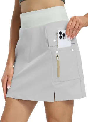 Hiverlay Women Cargo Athletic Skorts with Pockets High Waisted UPF50 Quick Dry Skirt Built-in Shorts for Tennis Golf Hiking