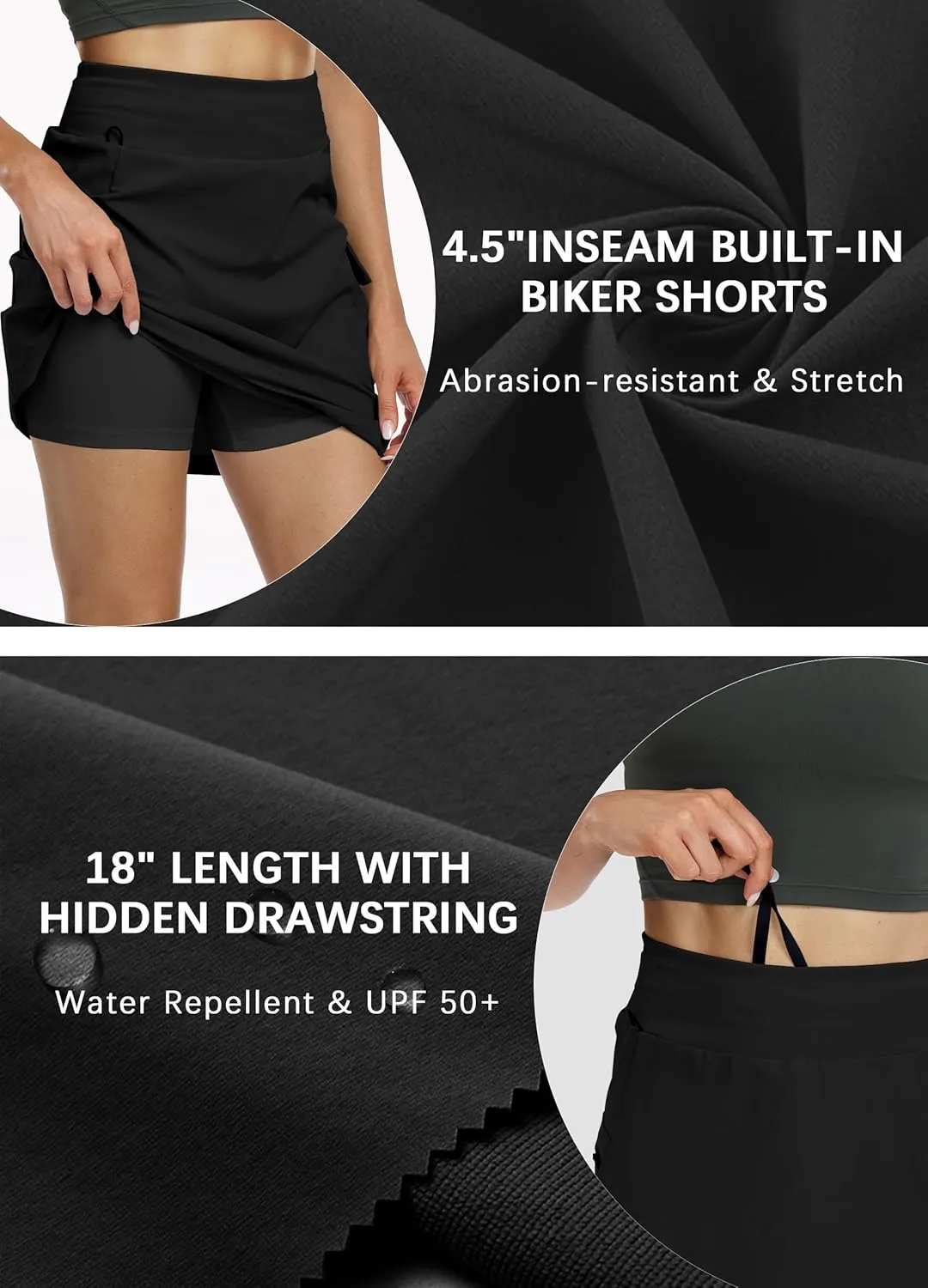 Hiverlay Women Cargo Athletic Skorts with Pockets High Waisted UPF50 Quick Dry Skirt Built-in Shorts for Tennis Golf Hiking