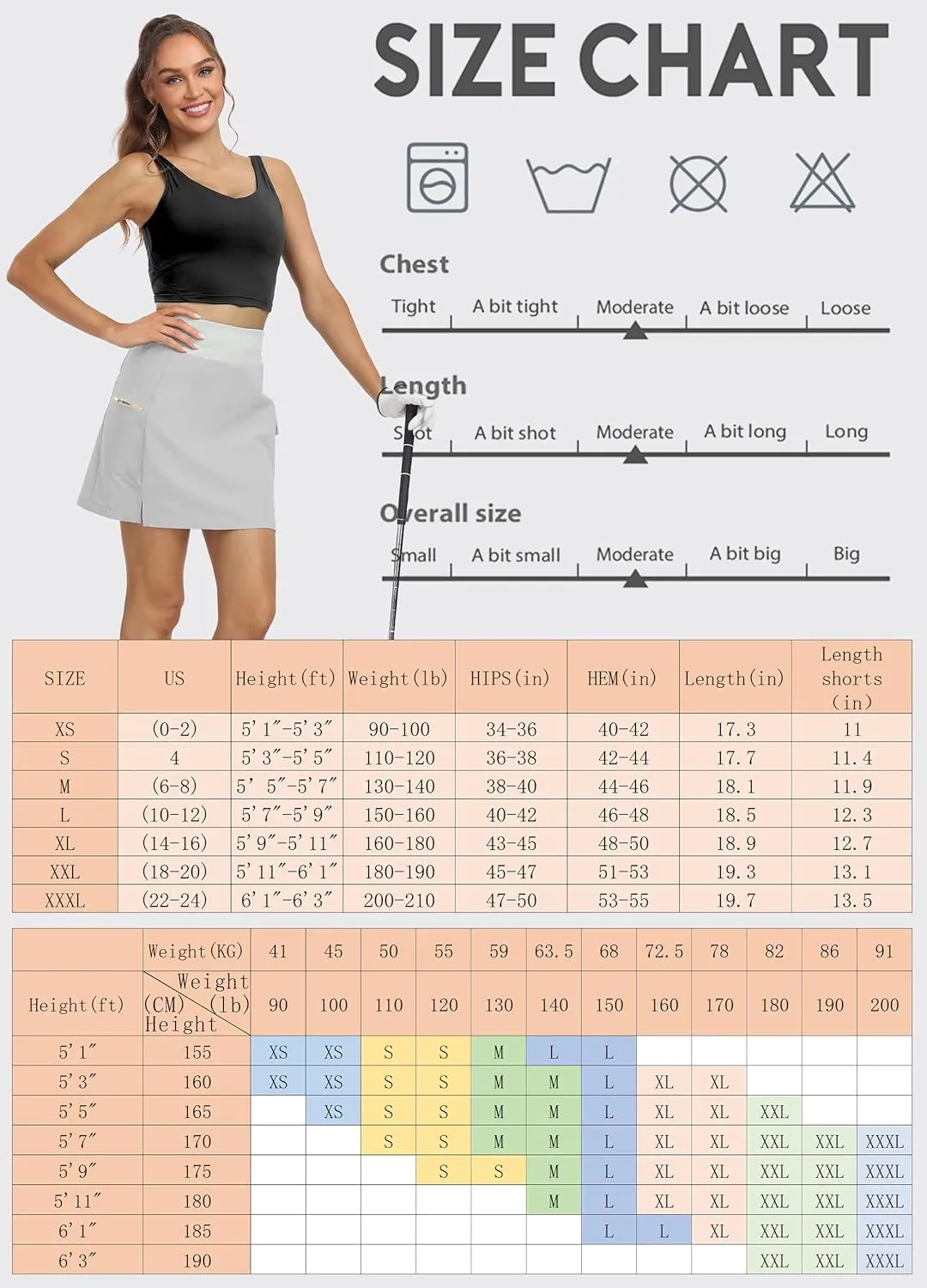 Hiverlay Women Cargo Athletic Skorts with Pockets High Waisted UPF50 Quick Dry Skirt Built-in Shorts for Tennis Golf Hiking