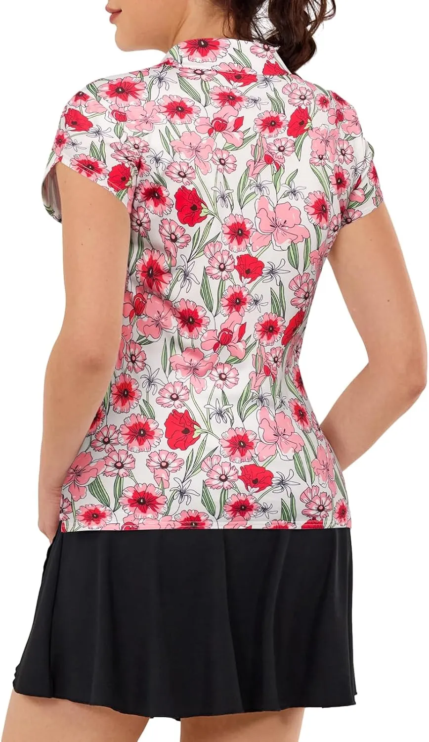 JACK SMITH Women's Golf Shirts Short Sleeve UPF50 Workout Tops for Women Moisture Wicking Dry fit Polo Shirt