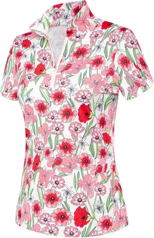 JACK SMITH Women's Golf Shirts Short Sleeve UPF50 Workout Tops for Women Moisture Wicking Dry fit Polo Shirt