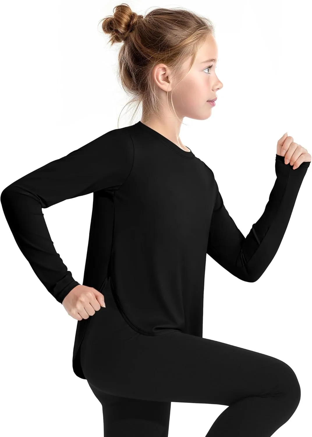 JOCMIC Girls Athletic Shirts Quick Dry Sun Protection Shirt UPF 50  Long Sleeve Basic Tees for Gym Yoga Tops
