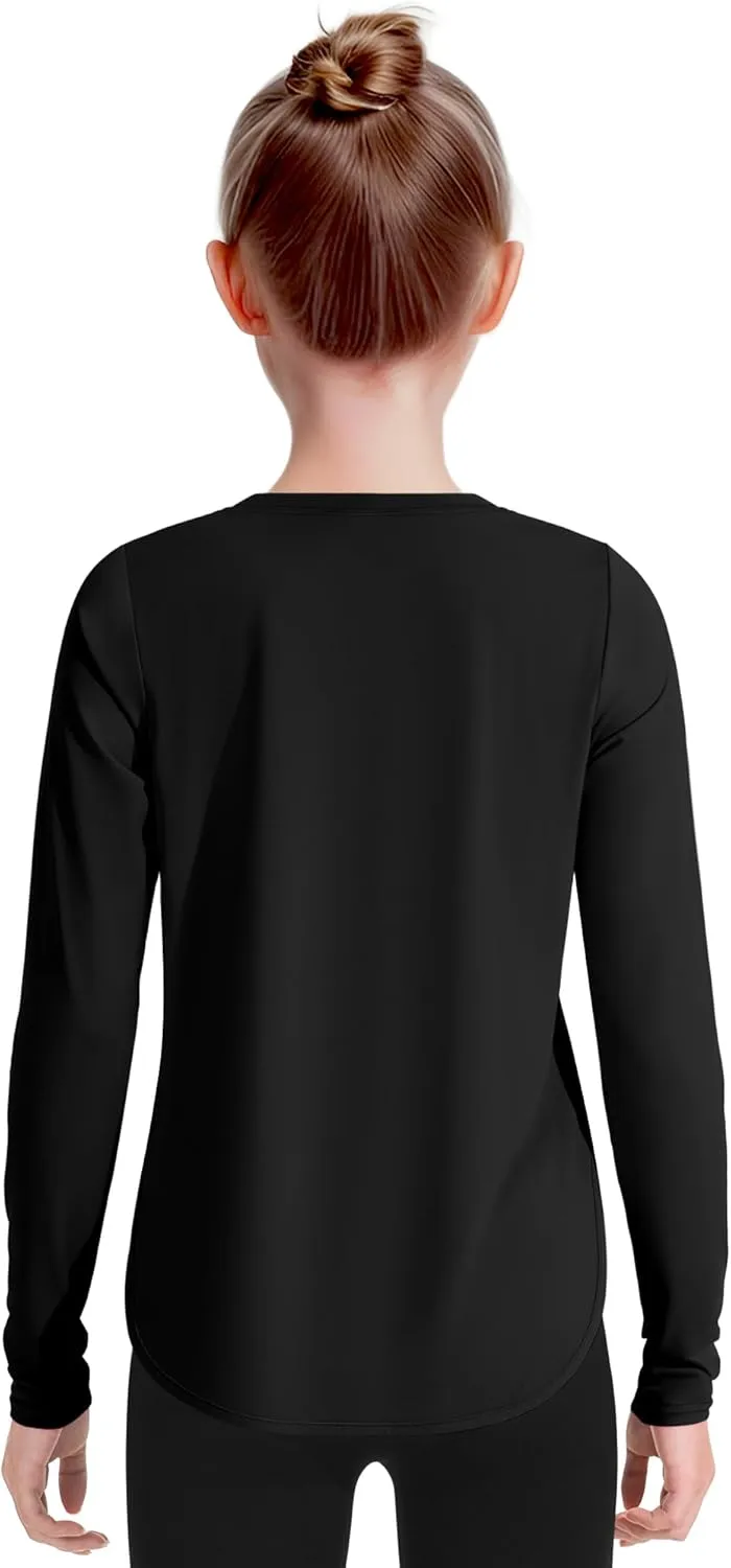 JOCMIC Girls Athletic Shirts Quick Dry Sun Protection Shirt UPF 50  Long Sleeve Basic Tees for Gym Yoga Tops