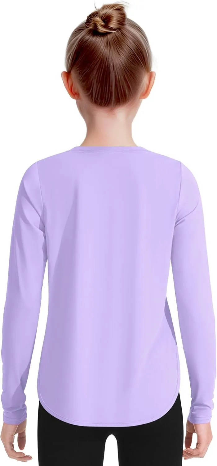 JOCMIC Girls Athletic Shirts Quick Dry Sun Protection Shirt UPF 50  Long Sleeve Basic Tees for Gym Yoga Tops