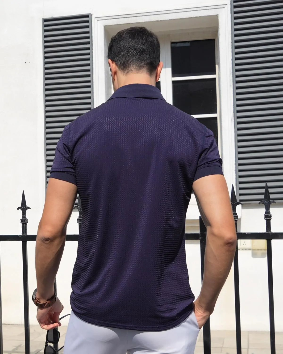 KAWATA Men's Muscle Polo Shirts Dry Fit Short Sleeve Stretch Slim Fit T Shirts Workout Golf Shirt