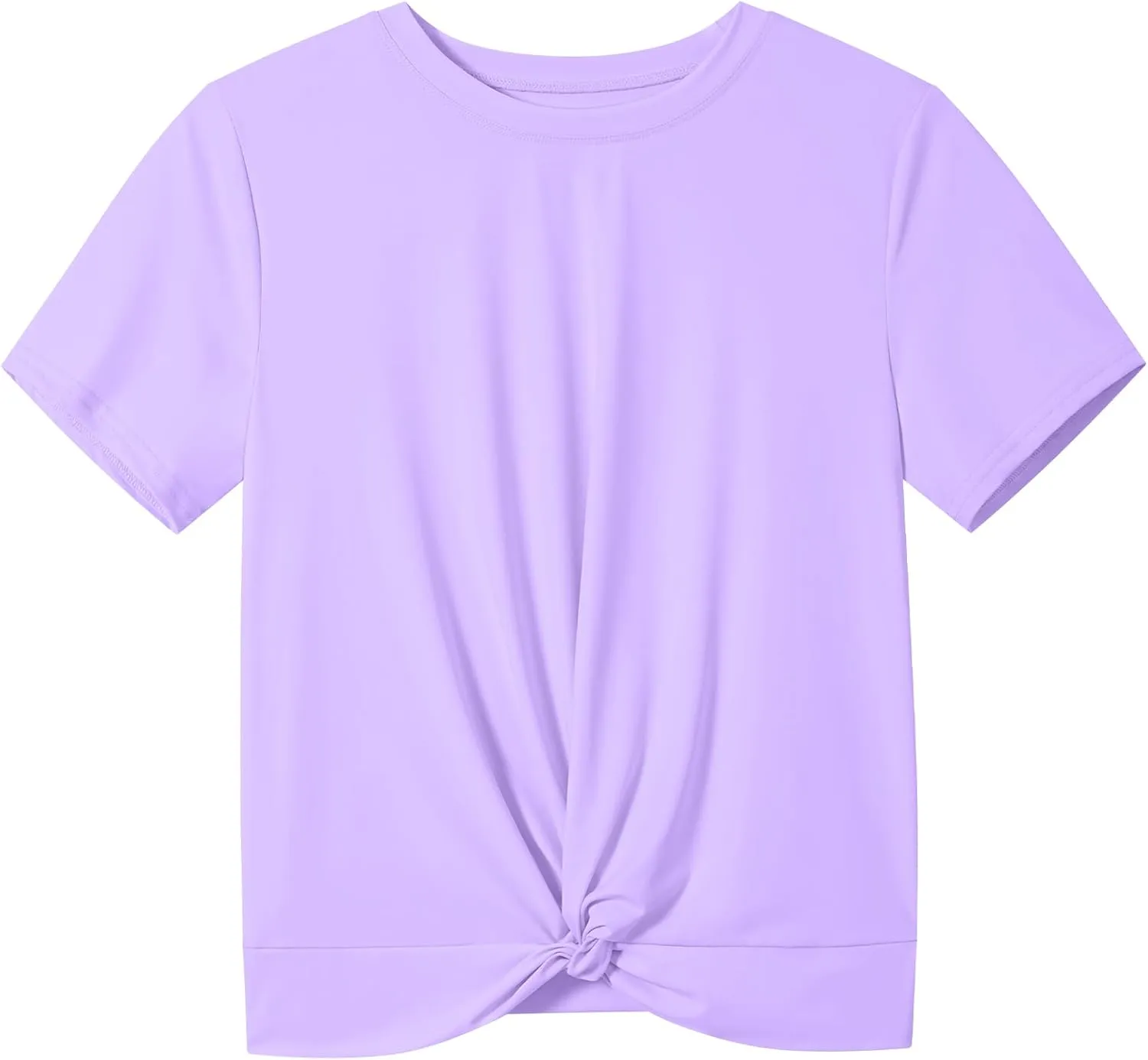 KEREDA Girls Athletic Shirts Tie Front Tops Summer Short Sleeve Quick Dry Active Tees T-Shirts for Kids Teens