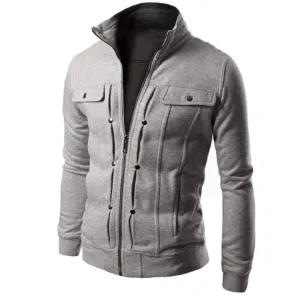 KFSO Men's Casual Winter Cotton Military Jackets Outdoor Coat Windproof Windbreaker (Black, XL)