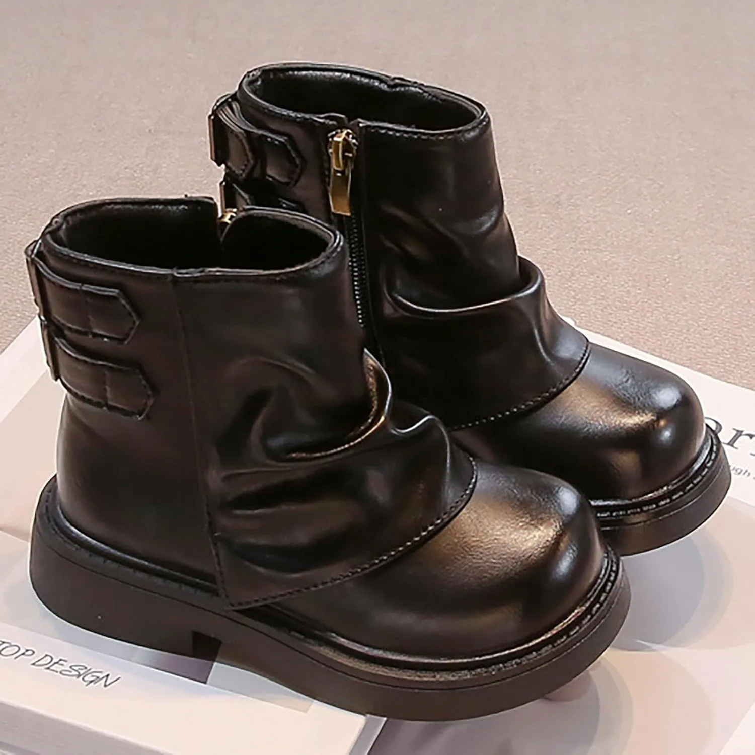 Kids Girls Boys Short Ankle Boots Little Kid aterproof Outdoor Booties Leather Cozy Lightweight Rain Boots Toddler