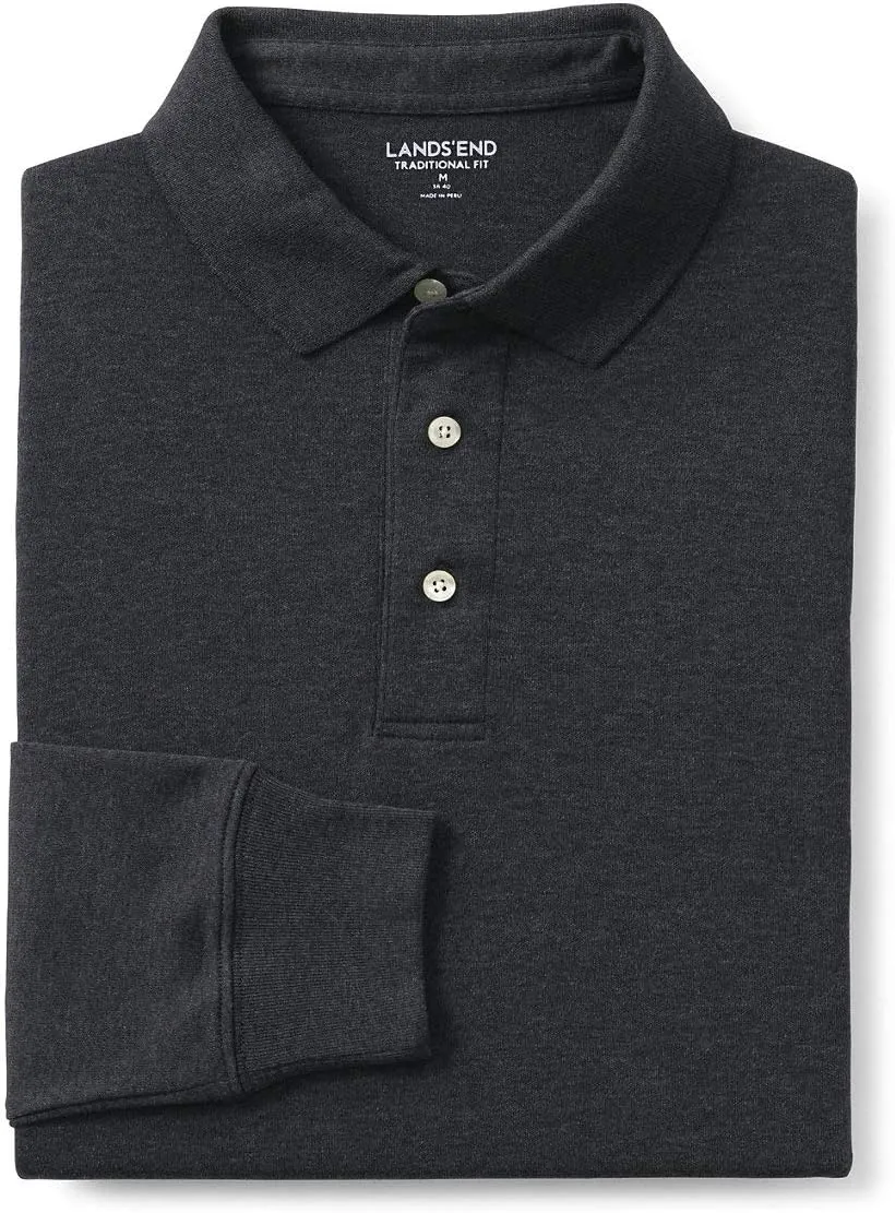Lands' End Men's Long Sleeve American-Grown Supima Cotton Polo Shirt