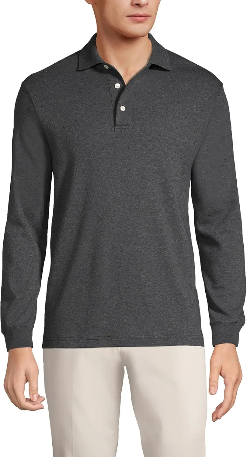 Lands' End Men's Long Sleeve American-Grown Supima Cotton Polo Shirt