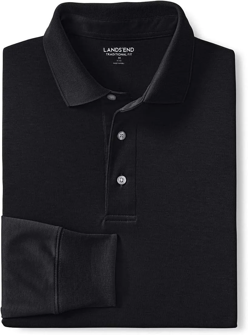 Lands' End Men's Long Sleeve American-Grown Supima Cotton Polo Shirt