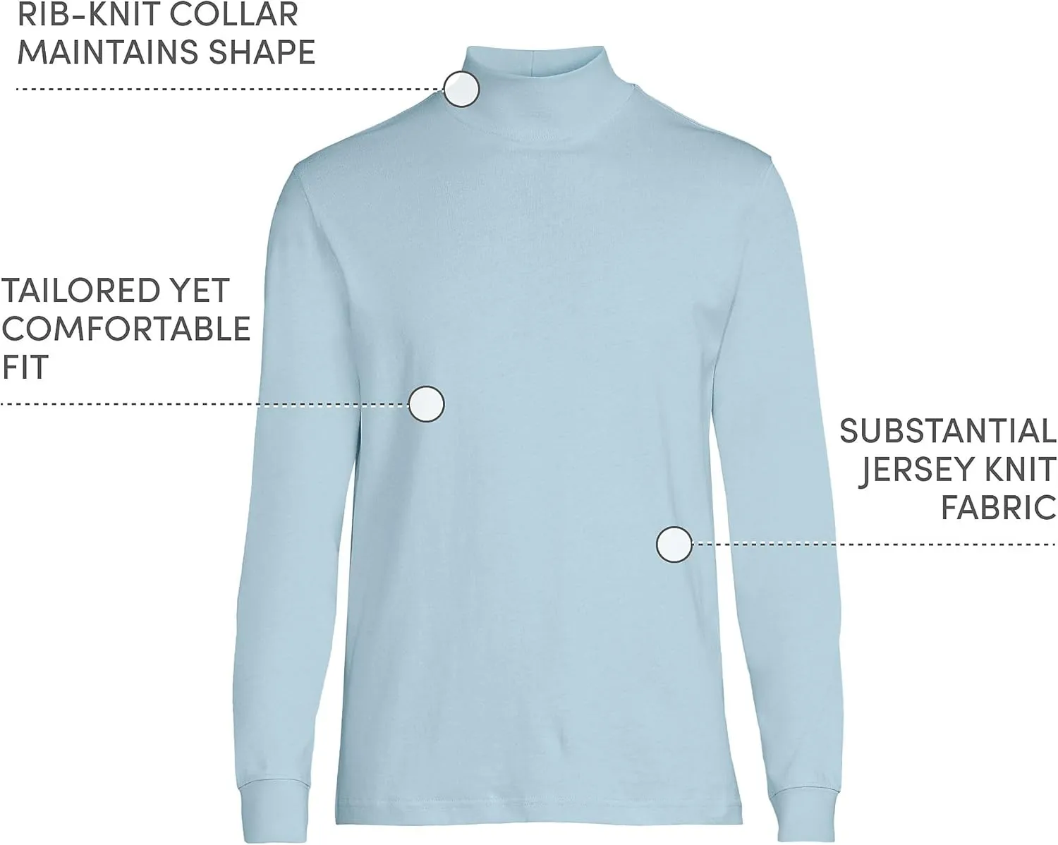 Lands' End Men's Super-T Cotton-Blend Mock Turtleneck Shirt
