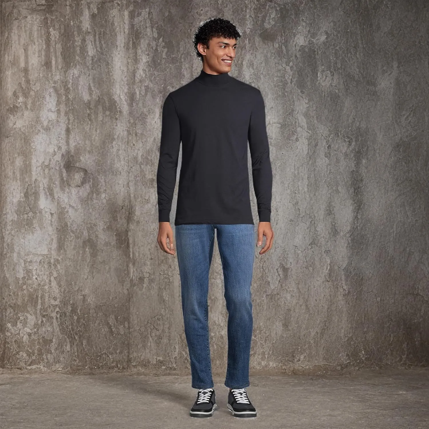 Lands' End Men's Super-T Cotton-Blend Mock Turtleneck Shirt