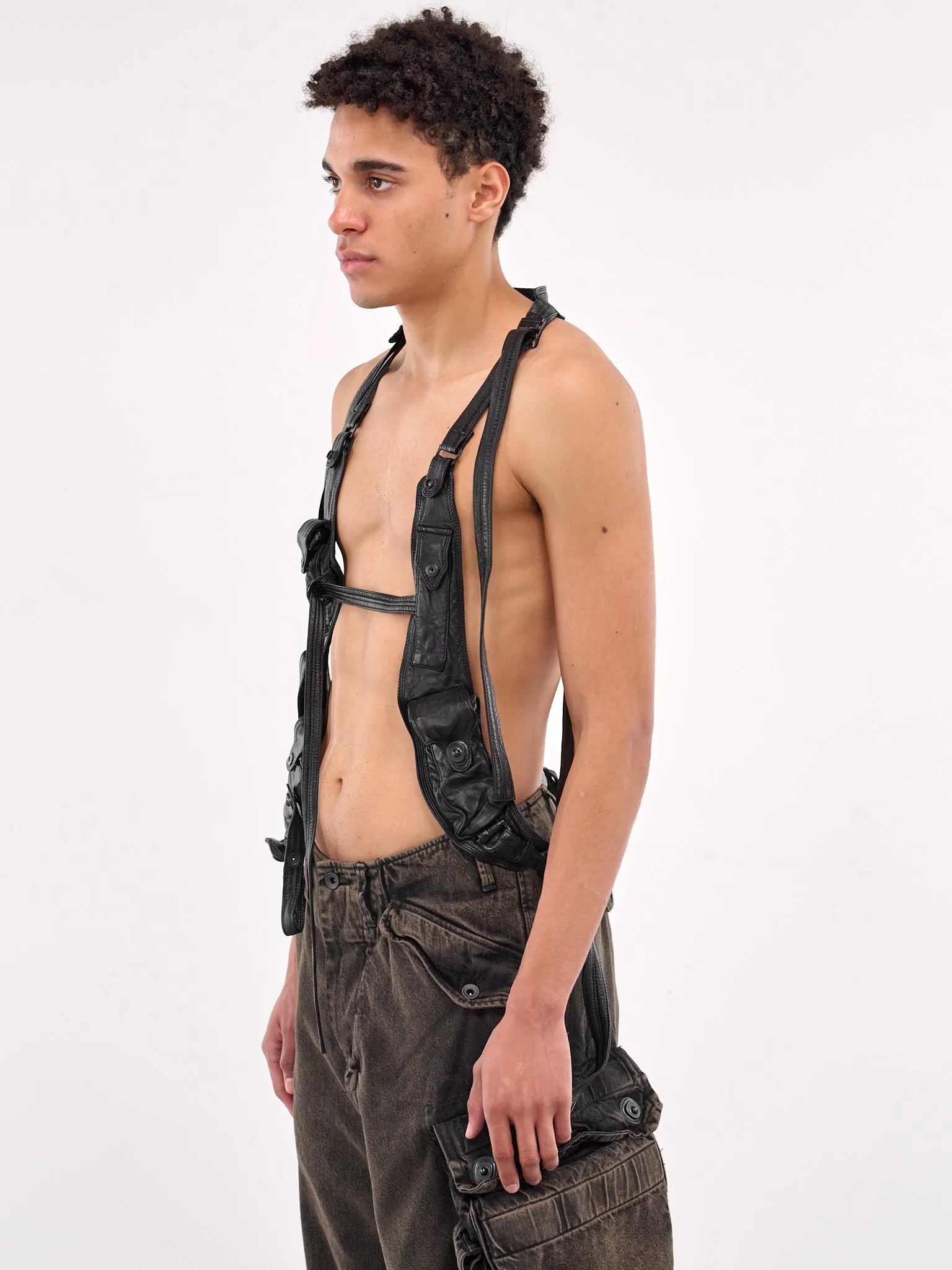 Leather Vest (897VEM2-BLACK)