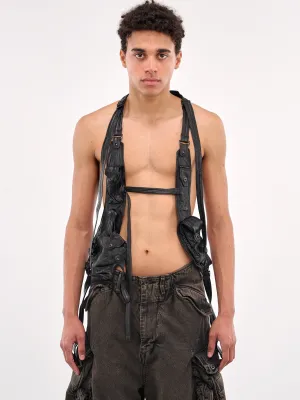 Leather Vest (897VEM2-BLACK)