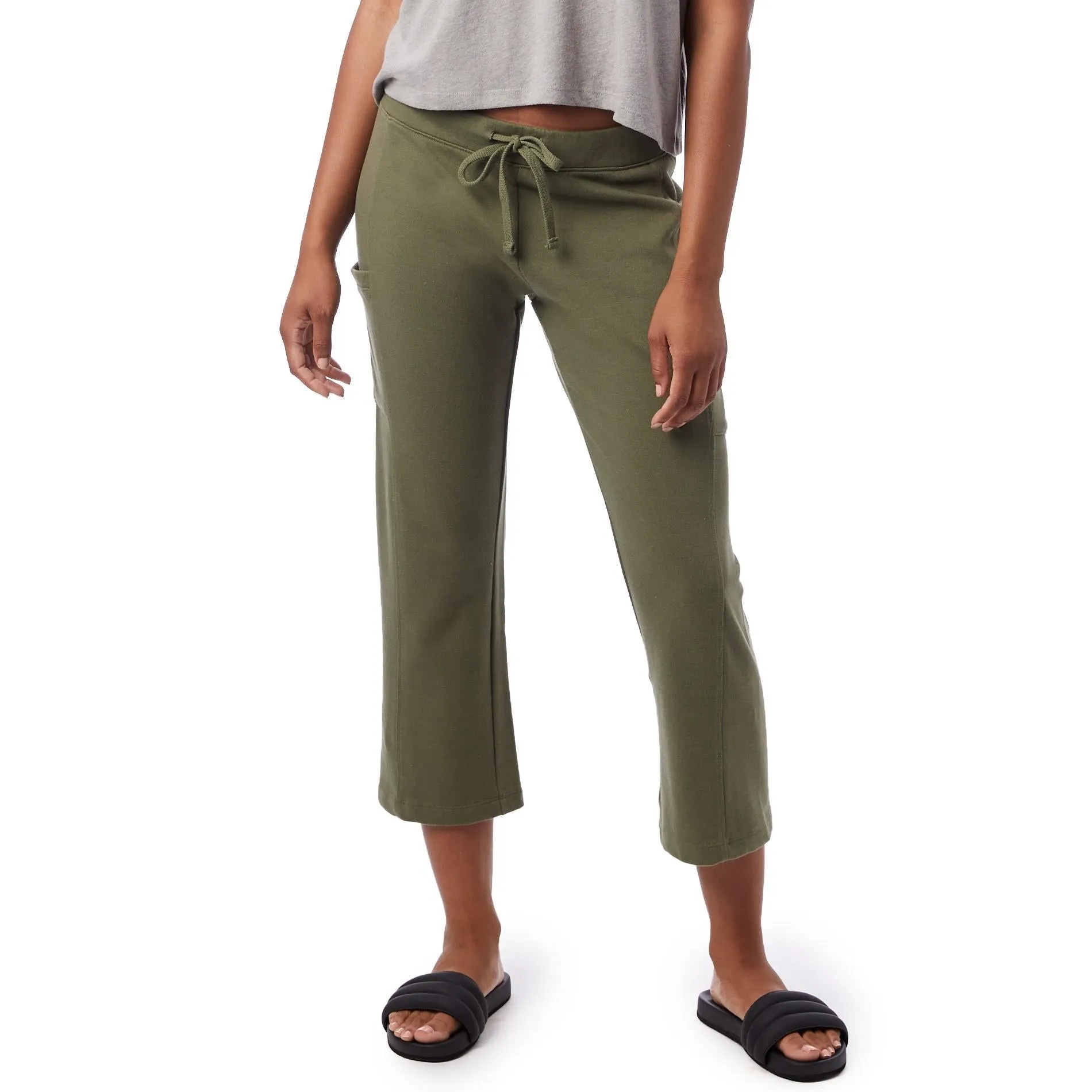 Lightweight French Terry Cropped Utility Pant (Army Green)