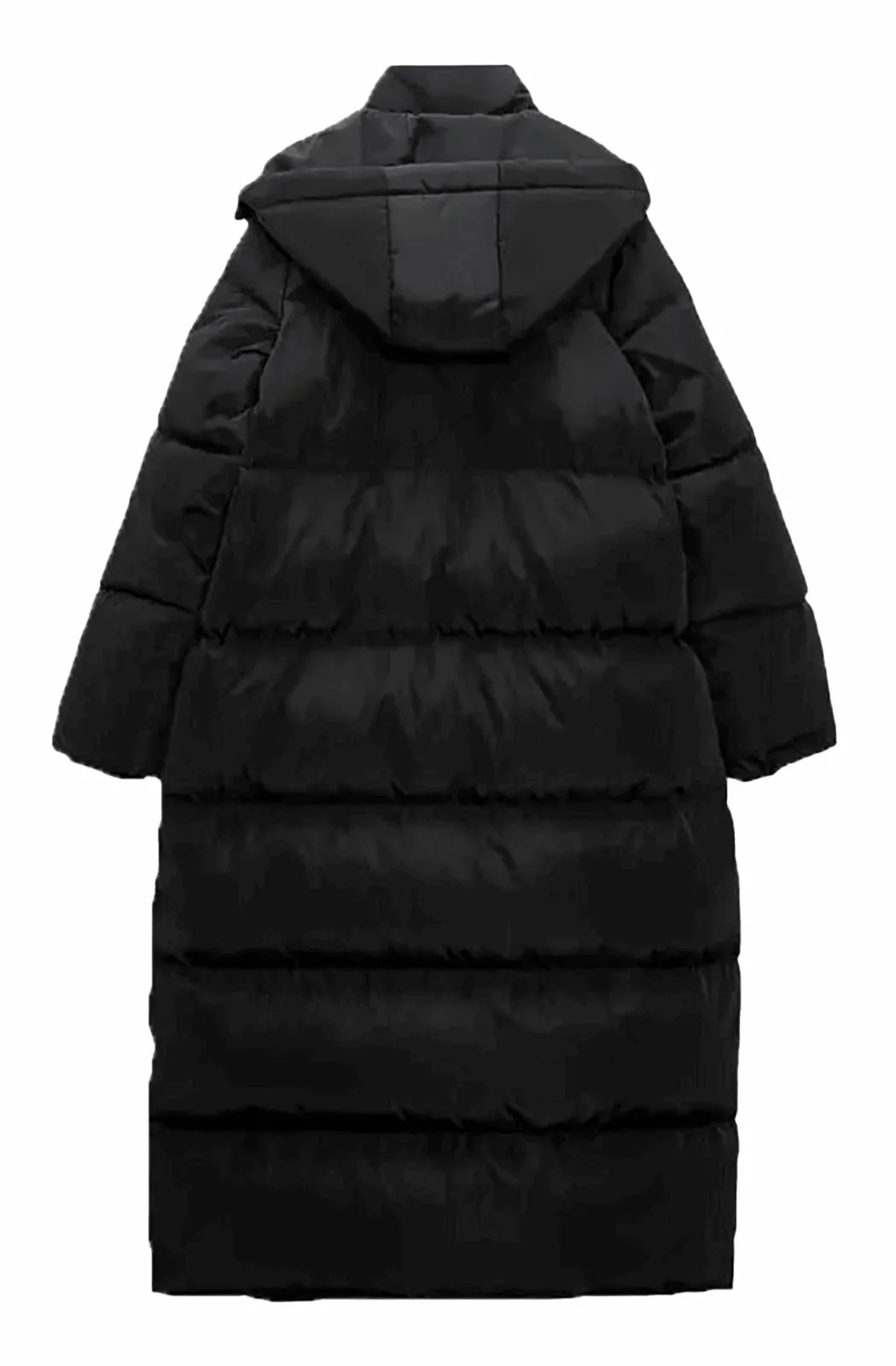 Long winter hooded down coat
