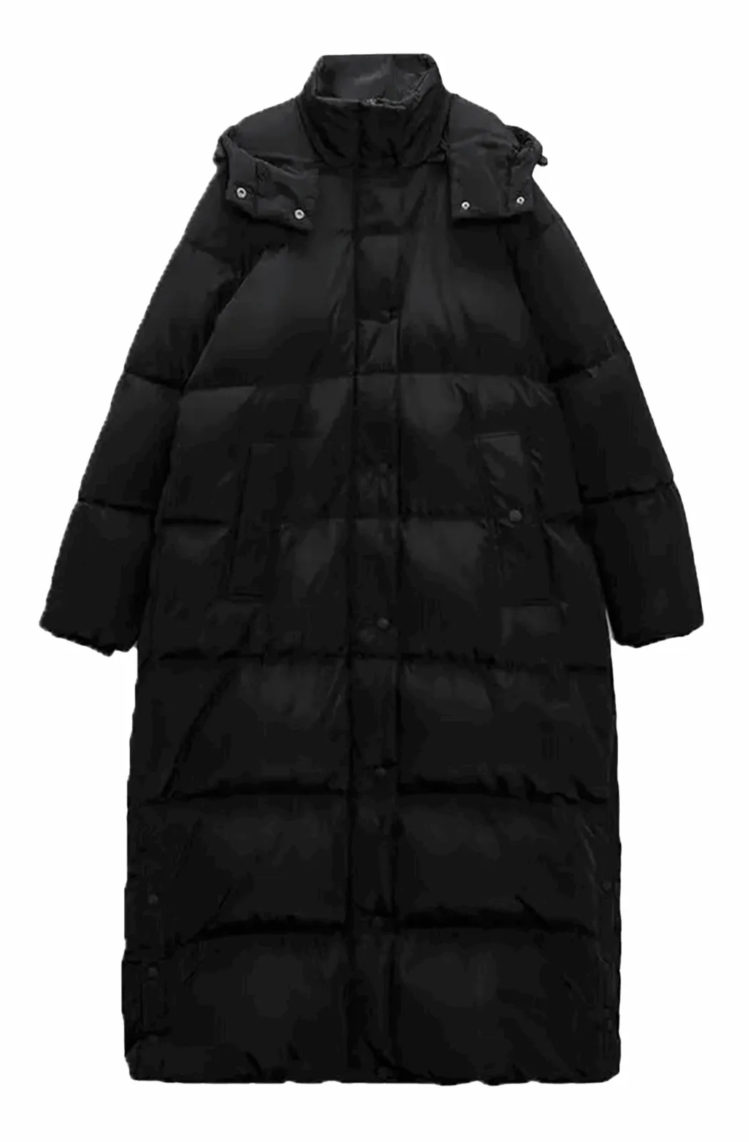 Long winter hooded down coat