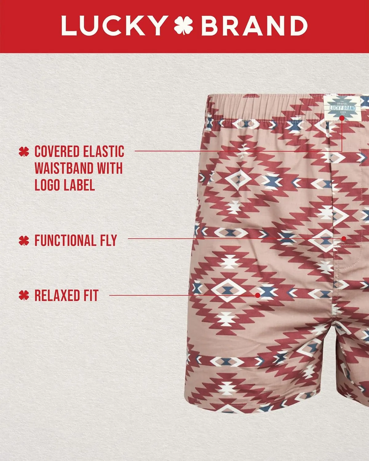 Lucky Brand Men's Boxer Shorts - 6 Pack Classic Cotton Woven Boxers for Men With Functional Fly, Relaxed Fit (Sizes: S-XXL)