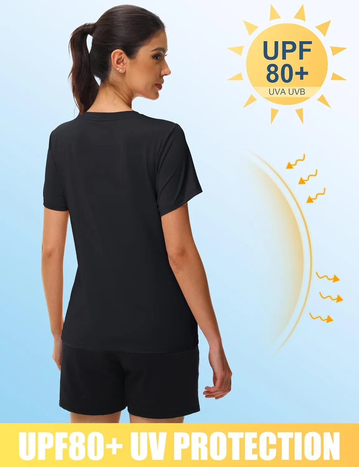 MAGCOMSEN Workout Shirts for Women UPF 80  V-Neck Tees Quick Dry Yoga Top Short Sleeve T-Shirts Gym Athletic