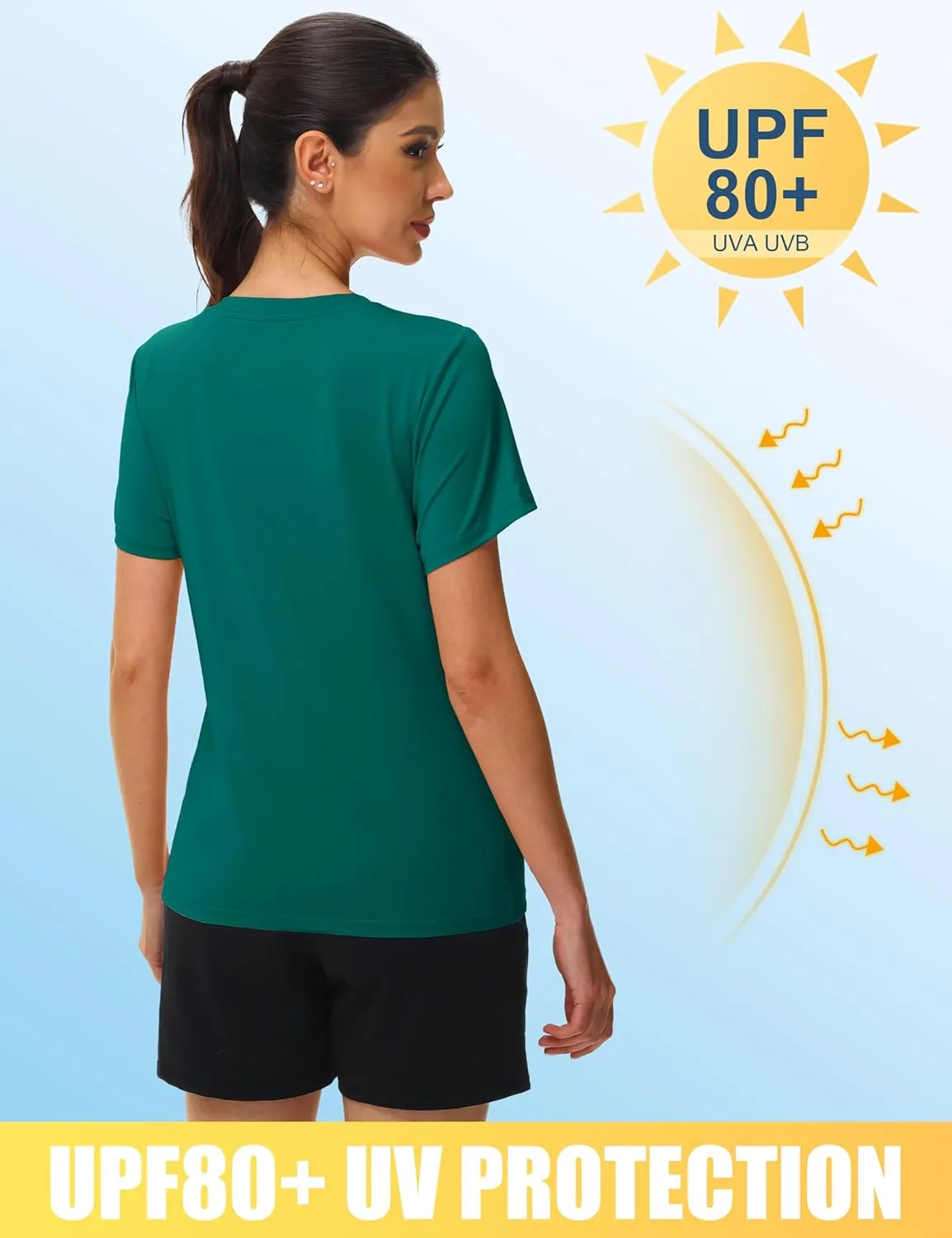 MAGCOMSEN Workout Shirts for Women UPF 80  V-Neck Tees Quick Dry Yoga Top Short Sleeve T-Shirts Gym Athletic