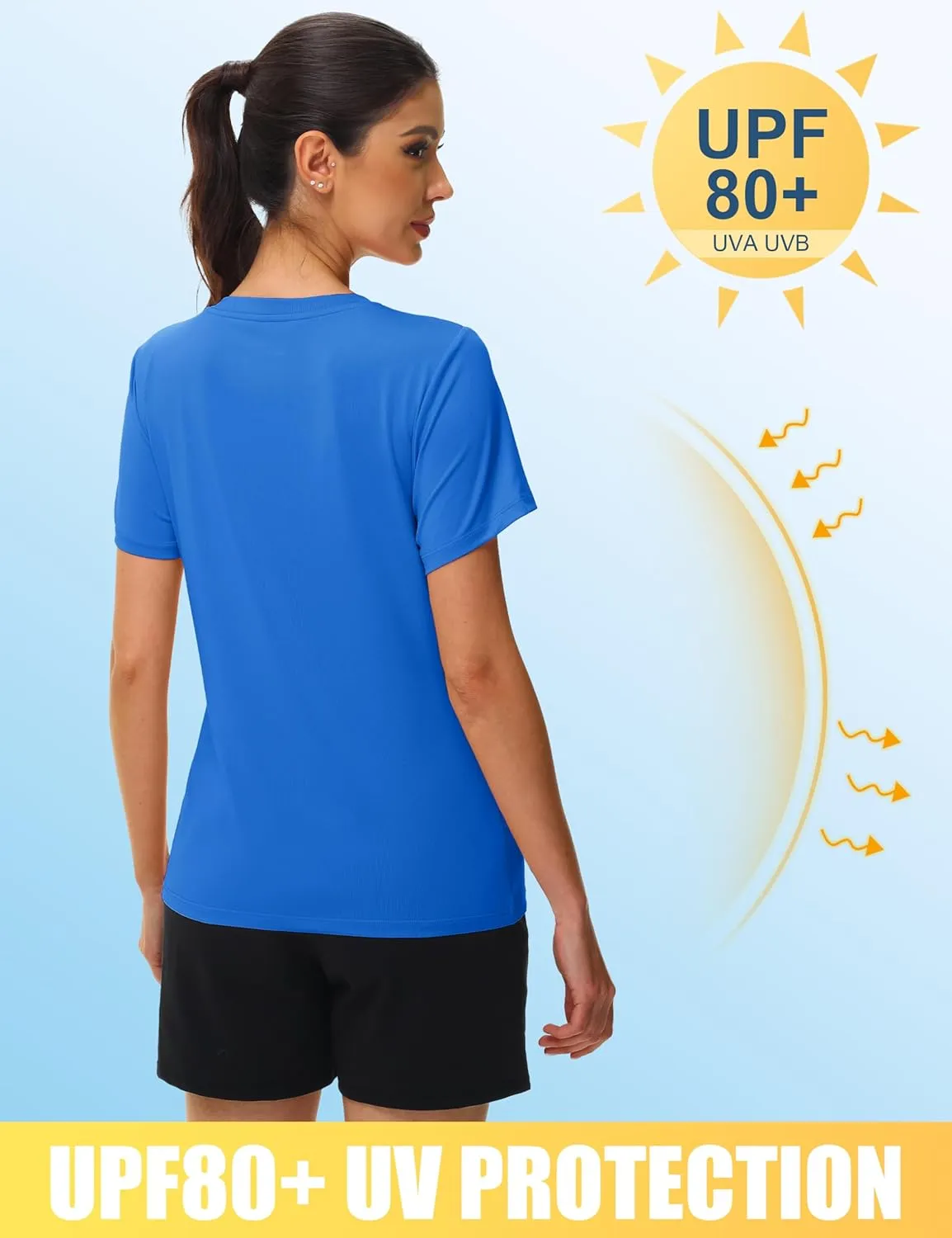MAGCOMSEN Workout Shirts for Women UPF 80  V-Neck Tees Quick Dry Yoga Top Short Sleeve T-Shirts Gym Athletic