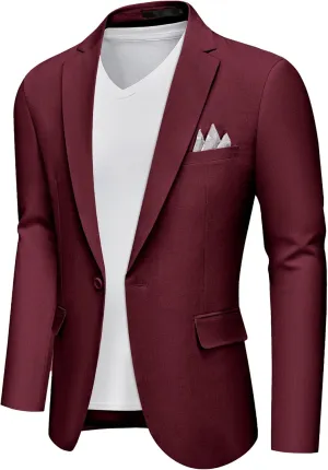 MAGE MALE Men's Slim Fit Blazer Jackets Suit One Button Lightweight Sport Coats Casual Blazer