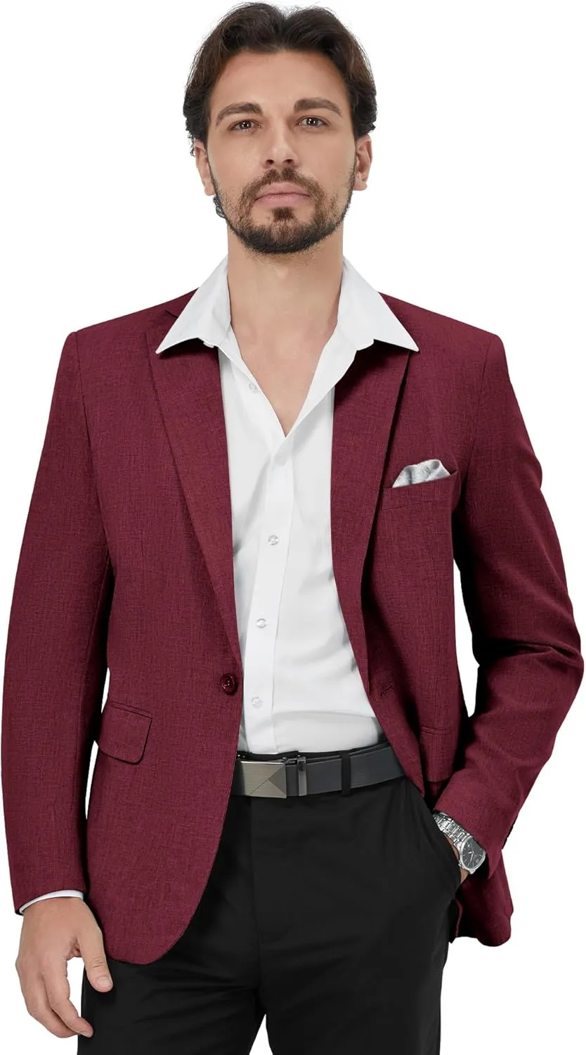 MAGE MALE Men's Slim Fit Blazer Jackets Suit One Button Lightweight Sport Coats Casual Blazer