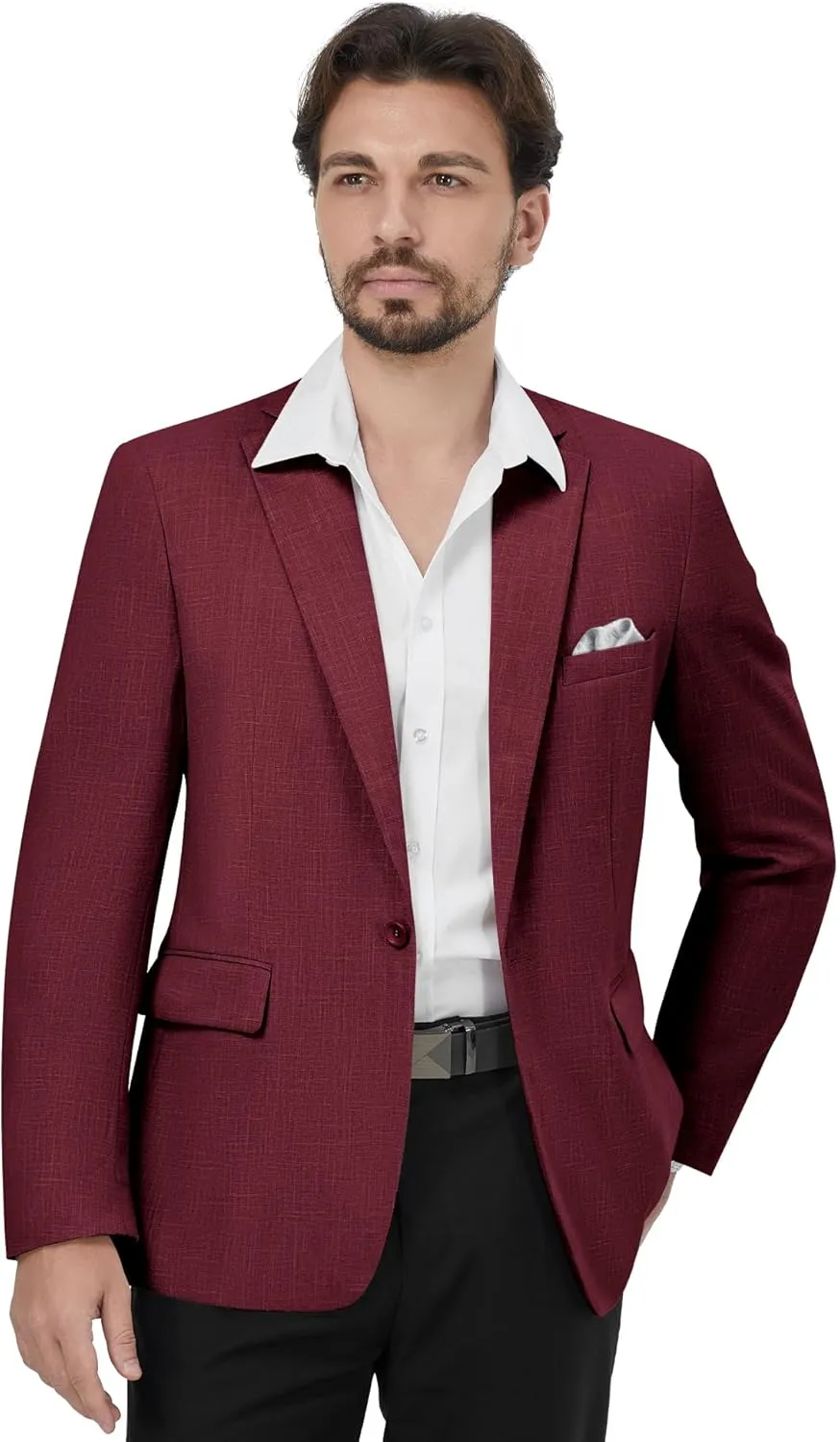 MAGE MALE Men's Slim Fit Blazer Jackets Suit One Button Lightweight Sport Coats Casual Blazer