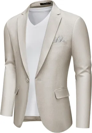 MAGE MALE Men's Slim Fit Blazer Jackets Suit One Button Lightweight Sport Coats Casual Blazer