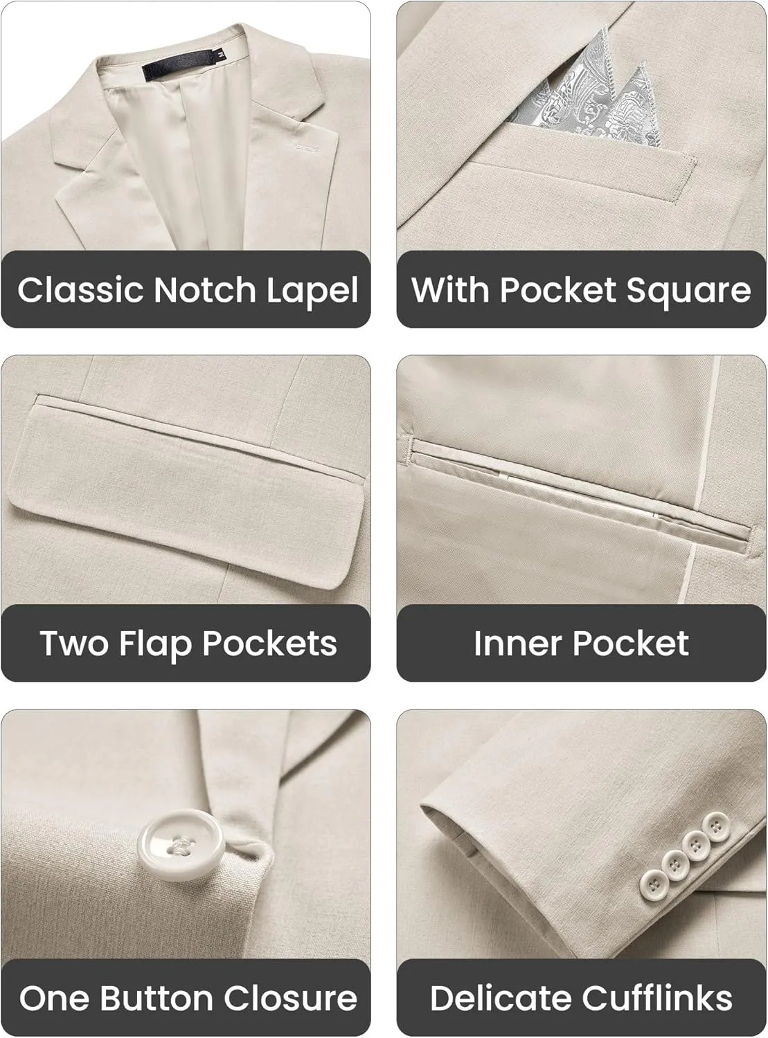 MAGE MALE Men's Slim Fit Blazer Jackets Suit One Button Lightweight Sport Coats Casual Blazer