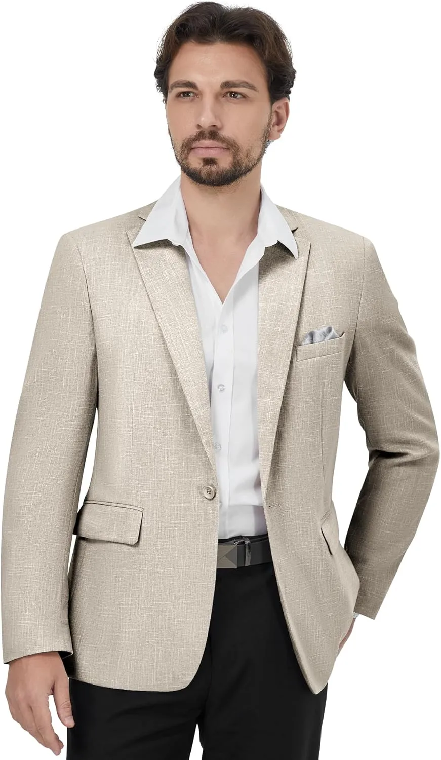MAGE MALE Men's Slim Fit Blazer Jackets Suit One Button Lightweight Sport Coats Casual Blazer
