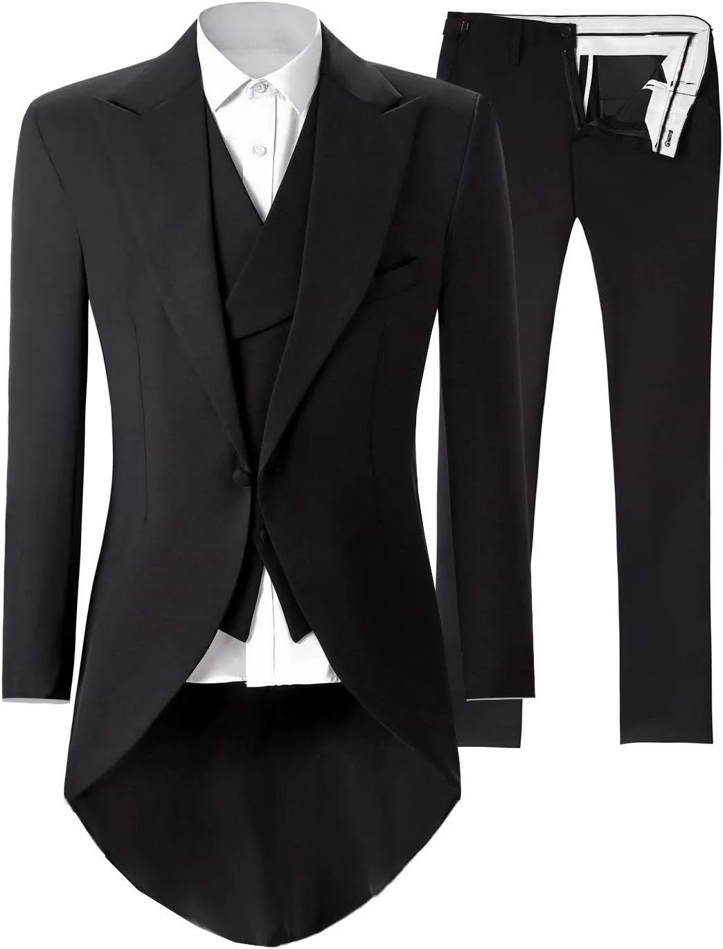 Mens Handsome 3 Pieces Tailcoat Suit Set Business Suit for Men Formal Wedding Attire Classic Outfit 2024 EXZ001