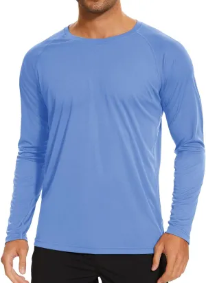 Men's Ice Silk Long Sleeve Shirts Quick Drying Breathable Undershirt Round Neck Sun Protection T-Shirt