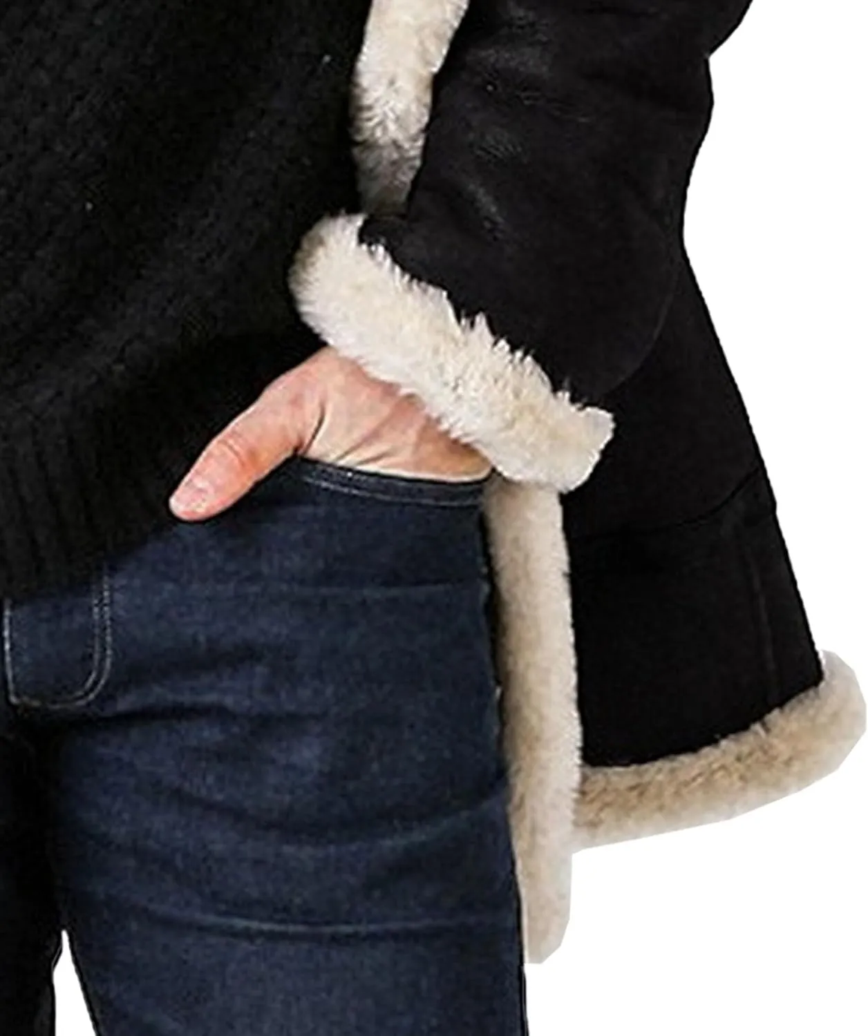 Men's Lamb Wool Bomber Coat Winter Bomber Fleece Lined Leather Jackets Aviator Coat Shearling Leather Jacket