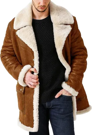 Men's Lamb Wool Bomber Coat Winter Bomber Fleece Lined Leather Jackets Aviator Coat Shearling Leather Jacket