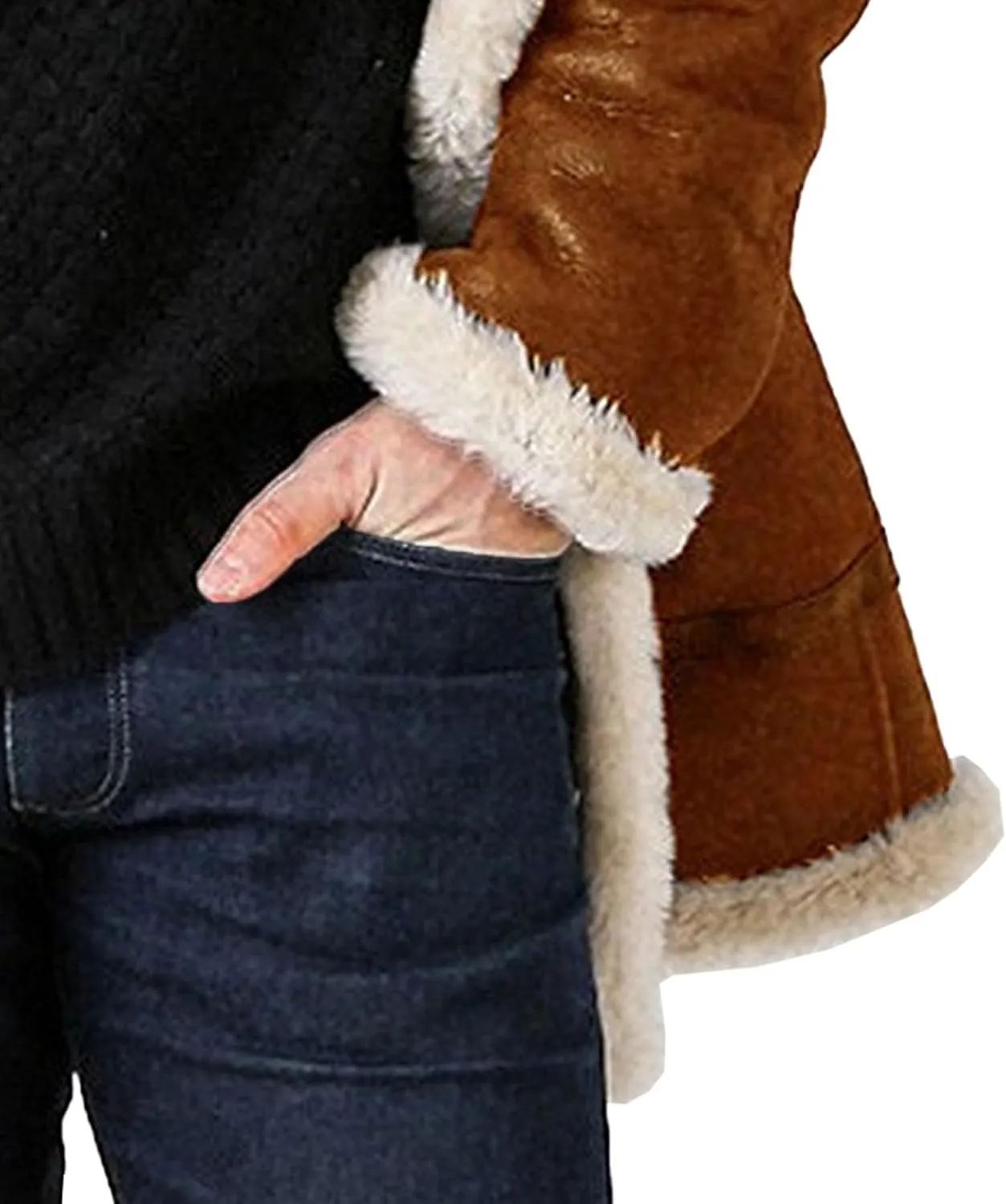 Men's Lamb Wool Bomber Coat Winter Bomber Fleece Lined Leather Jackets Aviator Coat Shearling Leather Jacket