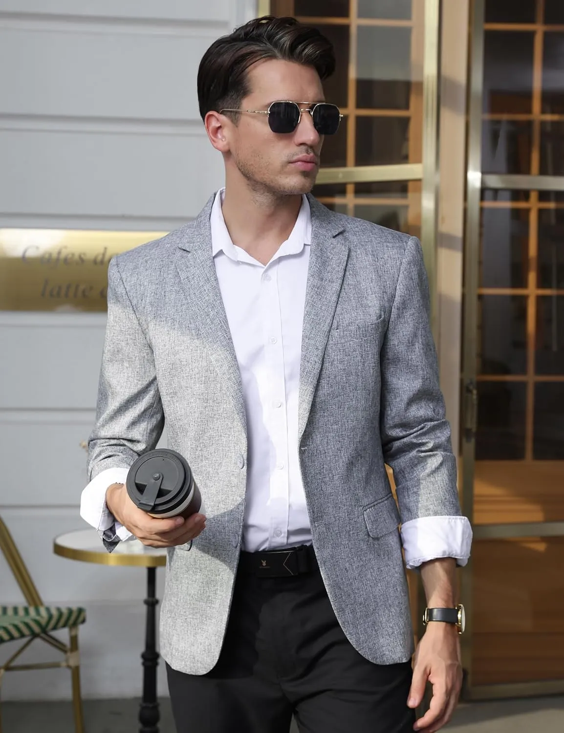 Men's Lightweight Casual Blazers Sport Coats Regular Fit Suit Blazer Jackets Two Button