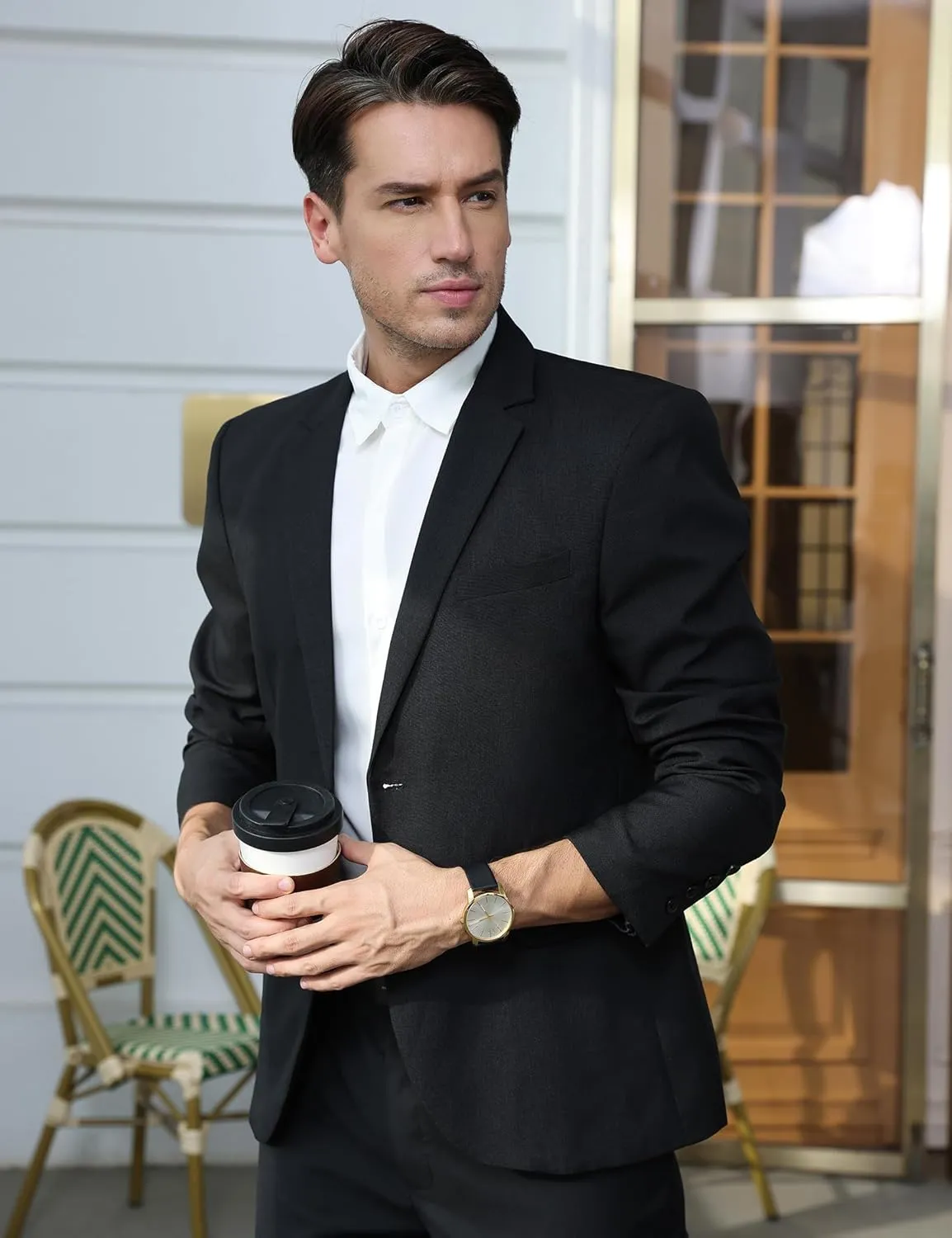 Men's Lightweight Casual Blazers Sport Coats Regular Fit Suit Blazer Jackets Two Button