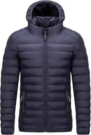 Men's Lightweight Packable Puffer Jacket Men Winter Warm Cotton Padded Outwear Casual Hooded Down Coats