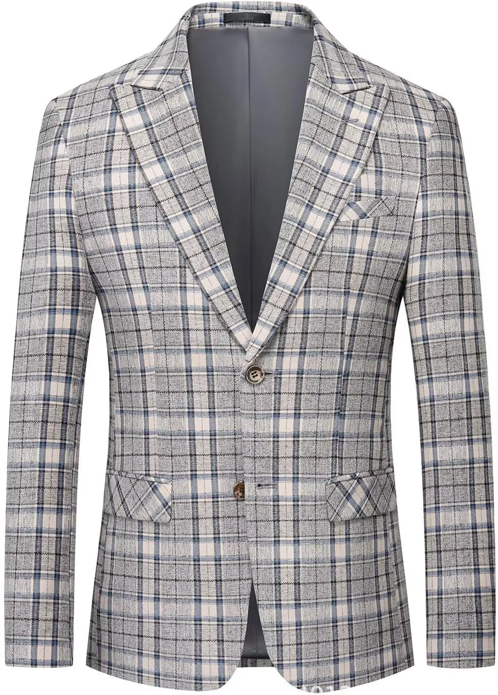 Men's Plaid Suit Blazer Slim Fit Dress Jackets 2 Buttons Casual Checkered Wedding Tuxedo Sports Coat for Prom Party JJK026
