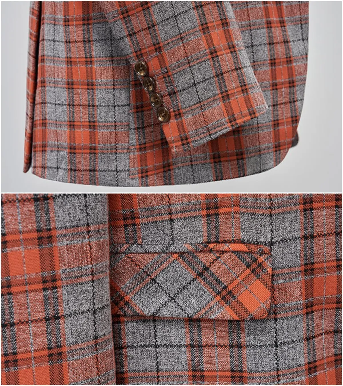 Men's Plaid Suit Blazer Slim Fit Dress Jackets 2 Buttons Casual Checkered Wedding Tuxedo Sports Coat for Prom Party JJK026