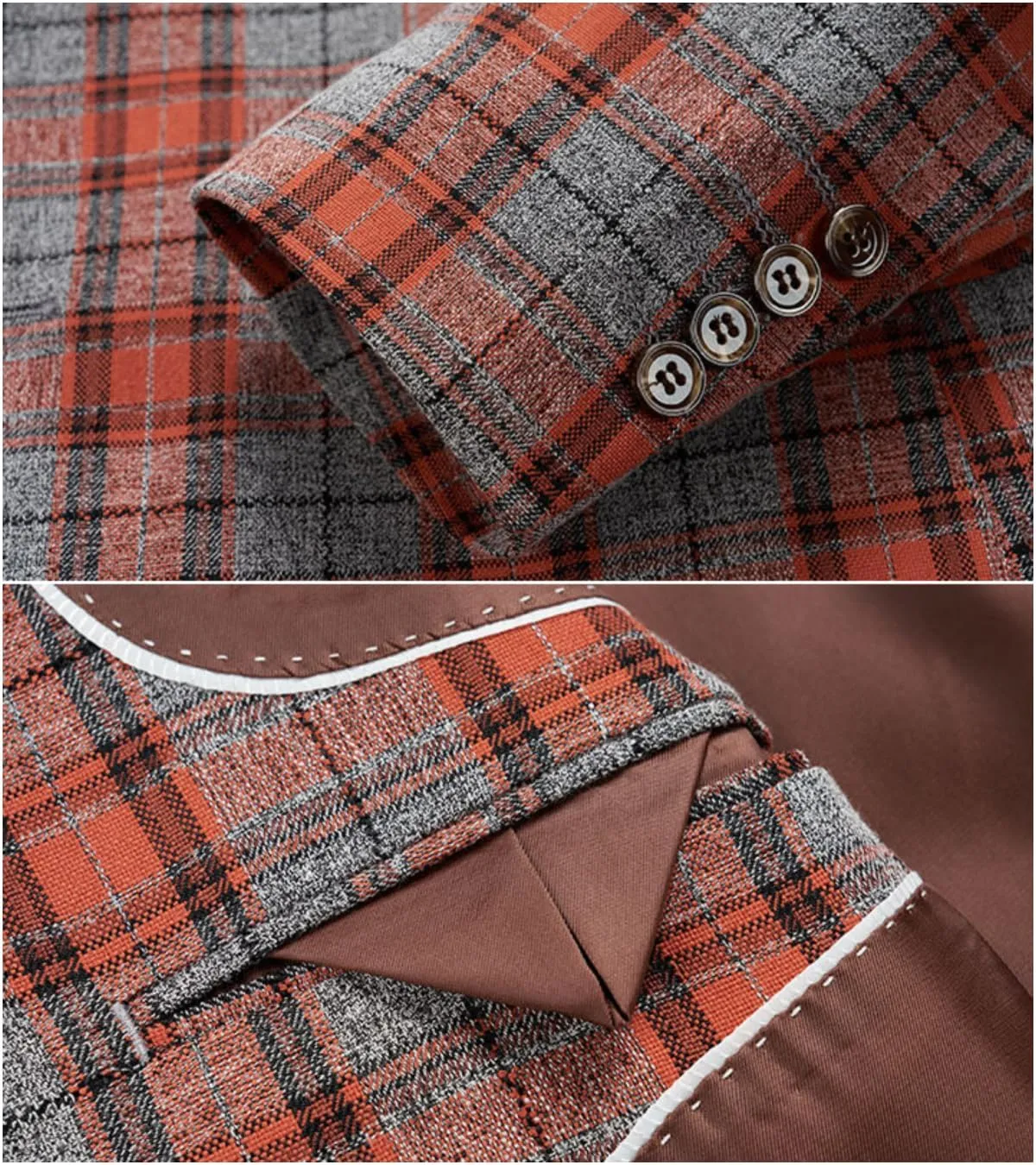 Men's Plaid Suit Blazer Slim Fit Dress Jackets 2 Buttons Casual Checkered Wedding Tuxedo Sports Coat for Prom Party JJK026