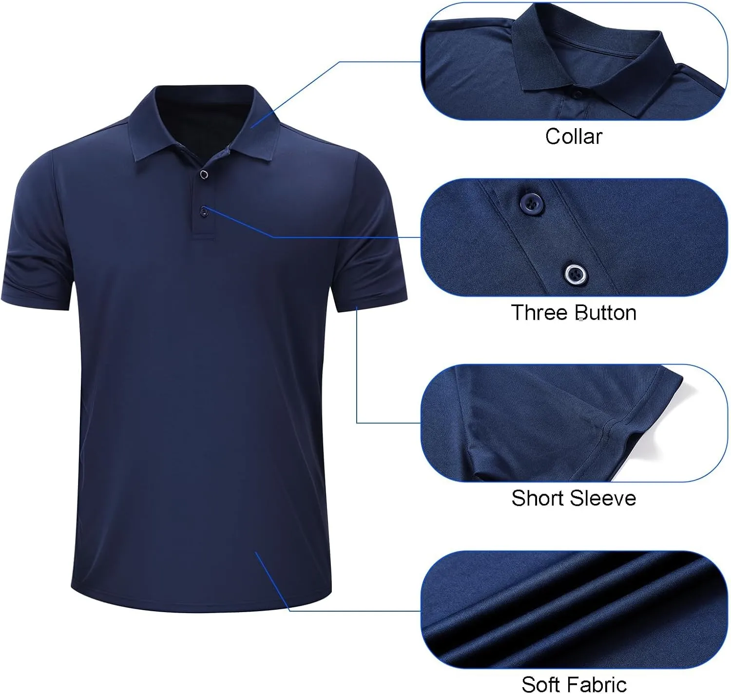 Mens Polo Shirts Short Sleeve,1 Pack/5 Pack Quick Dry Moisture Wicking Polos Workout Golf Shirts for Men