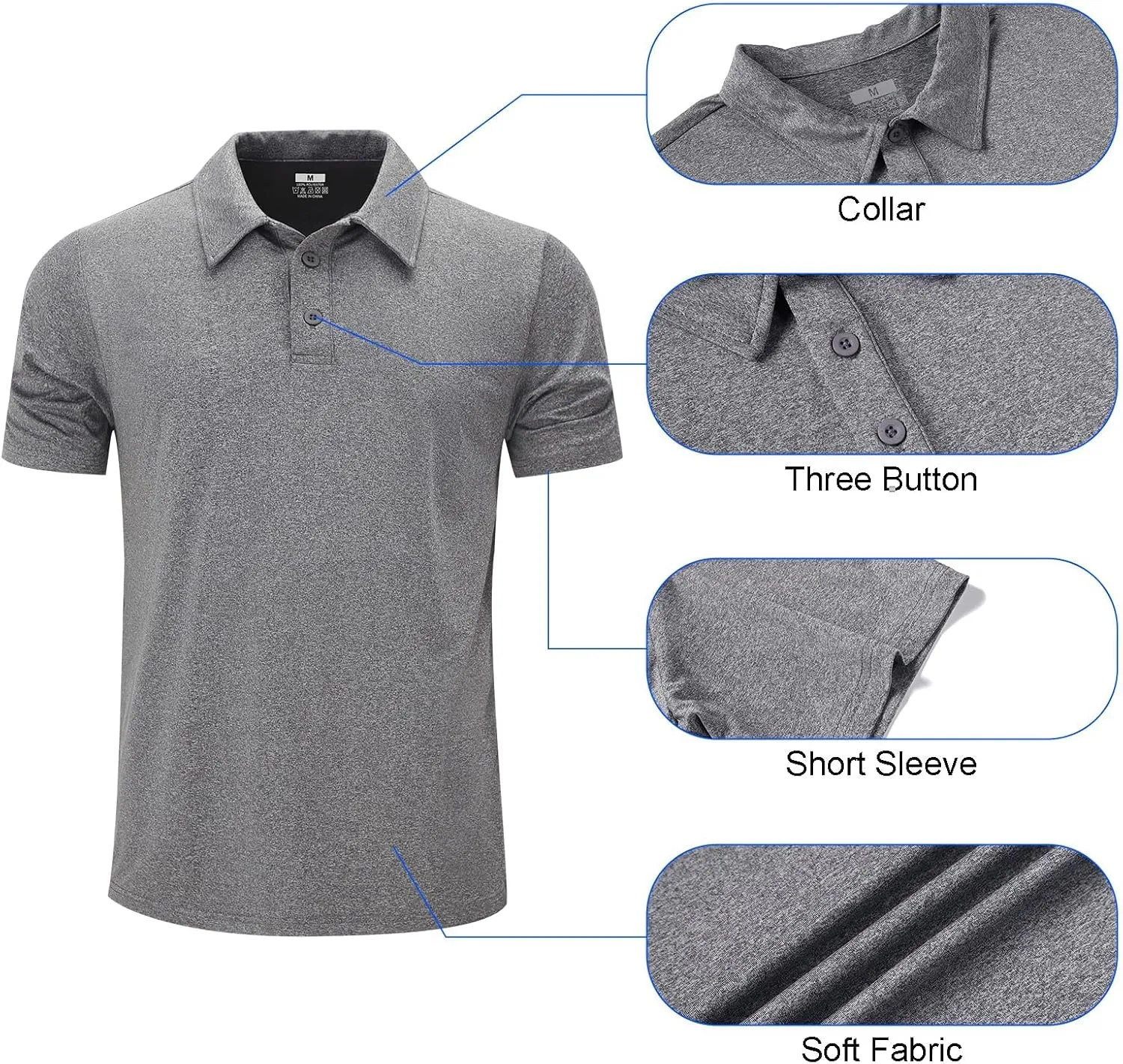 Mens Polo Shirts Short Sleeve,1 Pack/5 Pack Quick Dry Moisture Wicking Polos Workout Golf Shirts for Men