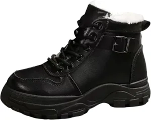 Mens Work Boots Wide Width Hiking Sneakers Warm Fur Lined Womens Safety Toe Shoes Food Service Platform Sneakers Indestructible Hike Grounded Footwear
