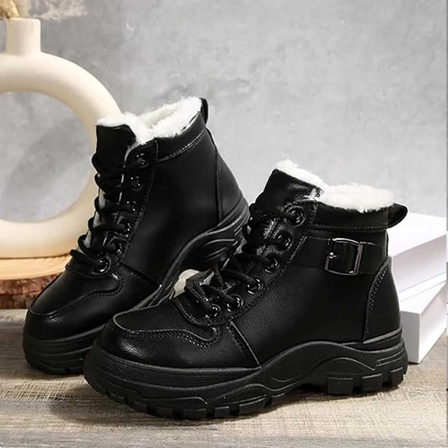 Mens Work Boots Wide Width Hiking Sneakers Warm Fur Lined Womens Safety Toe Shoes Food Service Platform Sneakers Indestructible Hike Grounded Footwear