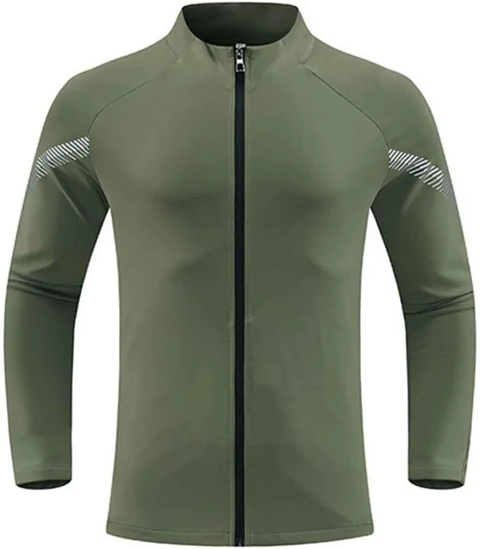 Mens Zip Up Sports Shirts Slim Fit Long Sleeve Quick Dry Elastic Shirts for Men Running Gym Athletic Outwear