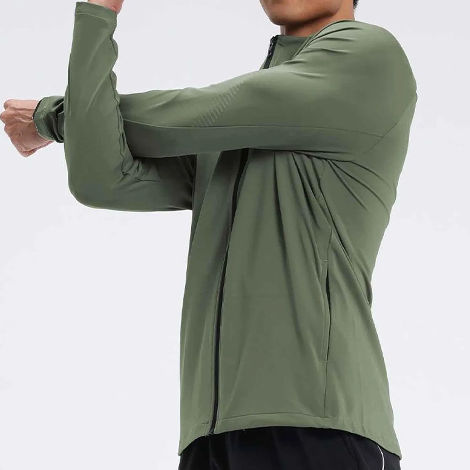 Mens Zip Up Sports Shirts Slim Fit Long Sleeve Quick Dry Elastic Shirts for Men Running Gym Athletic Outwear